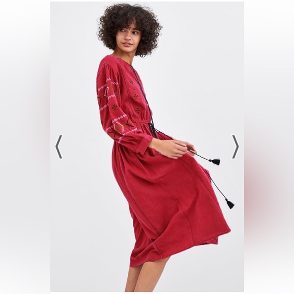 ZARA TRF Collection Boho Embroidered Maxi Dress Size S NWT - Picture 2 of 4